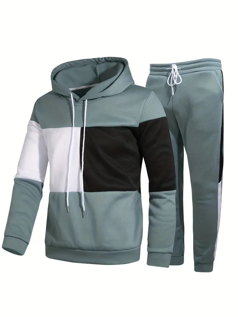 Gerlof - Trendy Hoodie Set met Blokpatroon voor Mannen