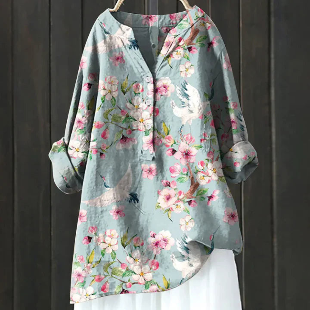 Caroline | Dames Bloemen Blouse | Lange mouw