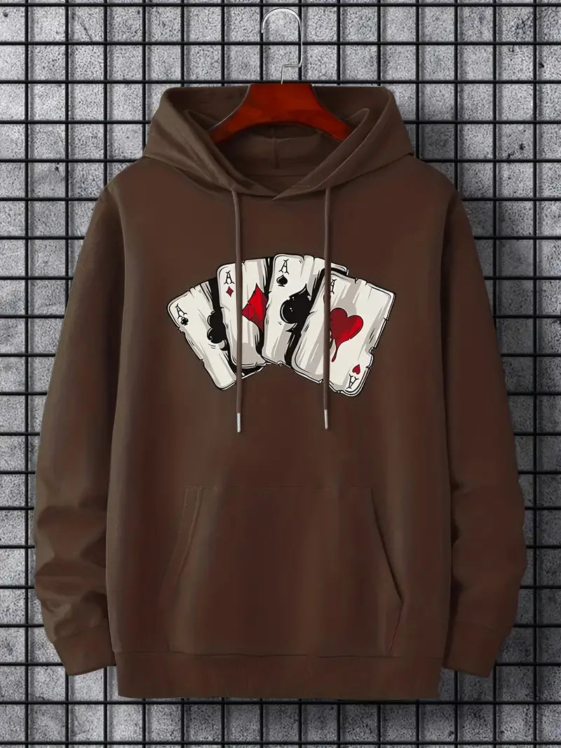 Casino - Trendy Hoodie met Kaartdesign voor Heren