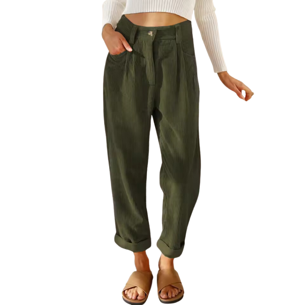 Margota | Dames Corduroy Broek | Hoog Getailleerde