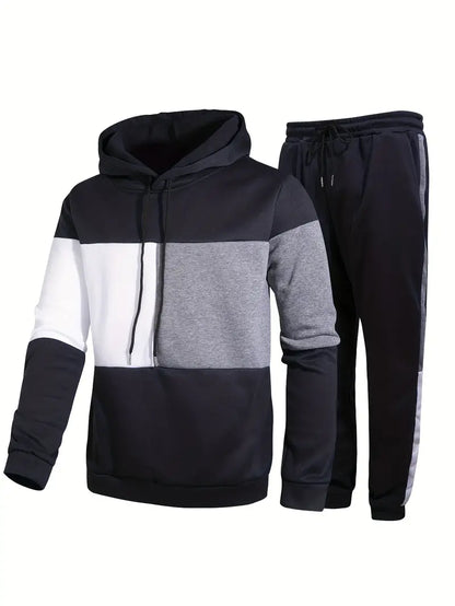 Gerlof - Trendy Hoodie Set met Blokpatroon voor Mannen