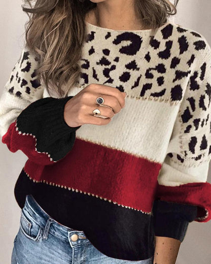 Zina - Trendy Gestreept Sweatshirt met Leopardenprint