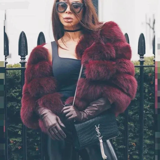 Gwendoline - Luxe Faux Fur Mantel voor een Glamoureuze Look