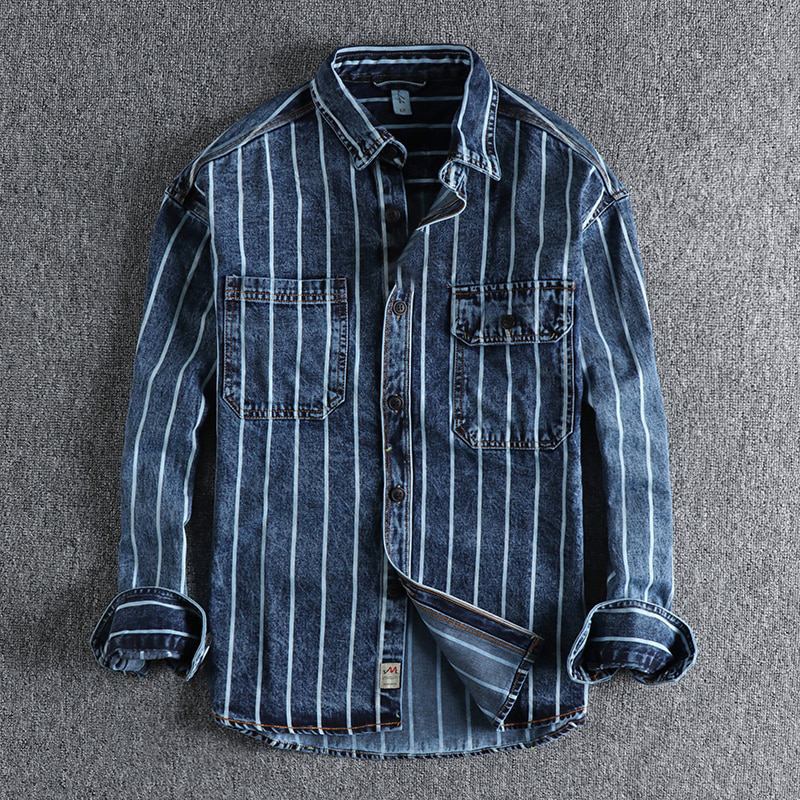 Denver - Trendy Gestreept Denim Jack voor Heren