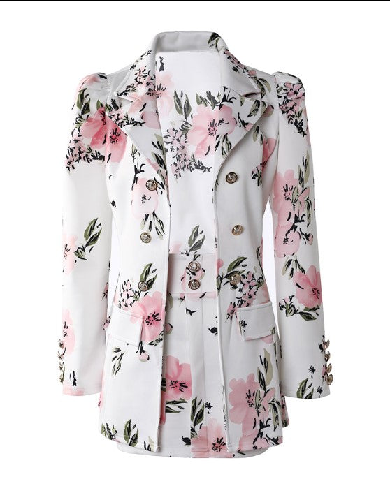 Livina - Stijlvolle bloemenblazer met puffmouwen