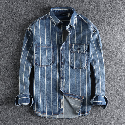 Denver - Trendy Gestreept Denim Jack voor Heren