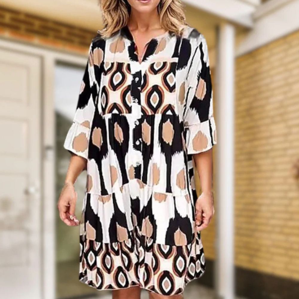 Neeltje - Elegante Jurk met Unieke Print