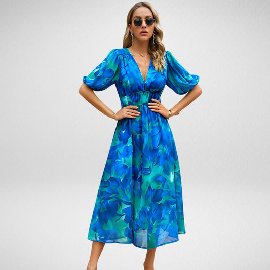 Sybille - Chic V-Hals Jurk voor Elke Gelegenheid
