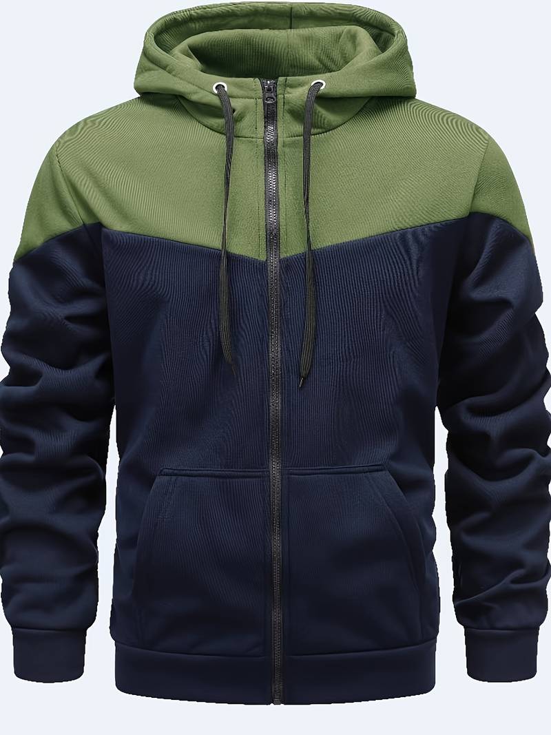 Chaim - Trendy Hoodie met Kleurblok en Rits