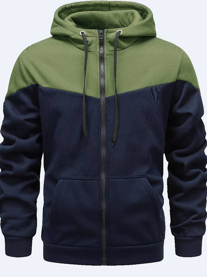 Chaim - Trendy Hoodie met Kleurblok en Rits