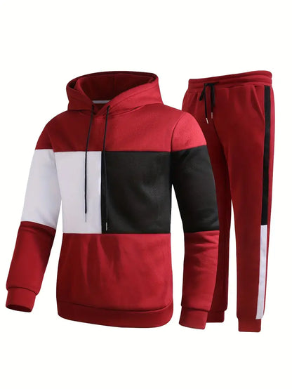 Gerlof - Trendy Hoodie Set met Blokpatroon voor Mannen