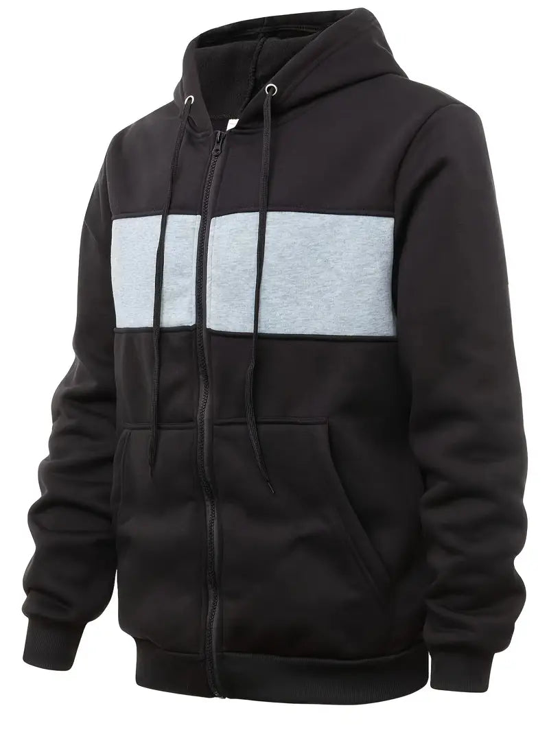 Koral - Trendy kleurblok hoodie met rits voor heren