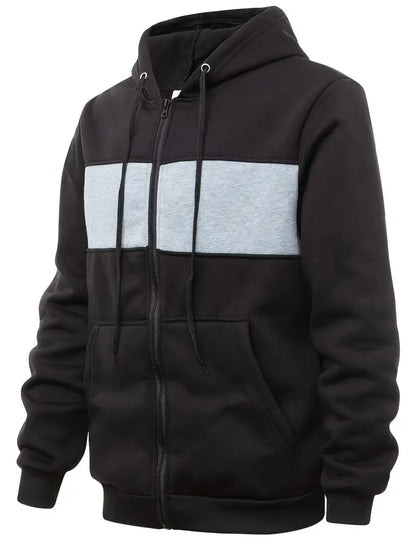 Koral - Trendy kleurblok hoodie met rits voor heren