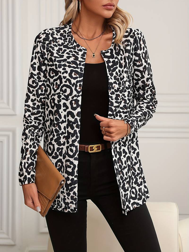 Marbella – Trendy lange blazer met luipaardprint voor dames