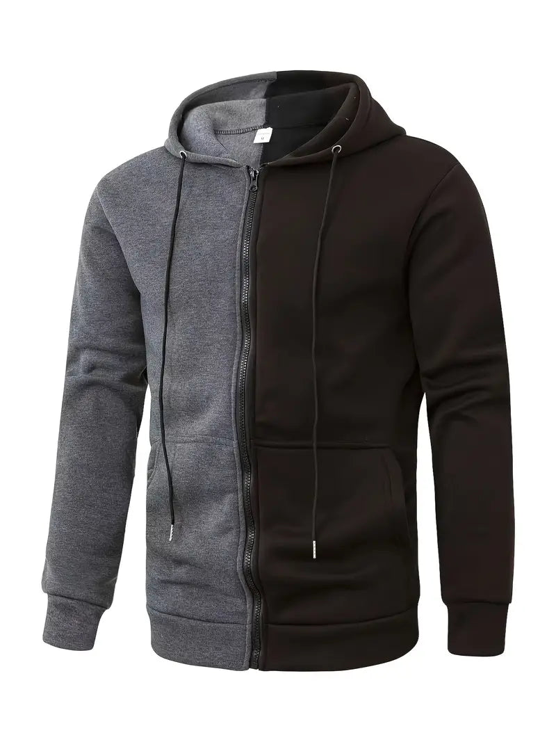 Serge - Trendy twee-kleurige hoodie met rits