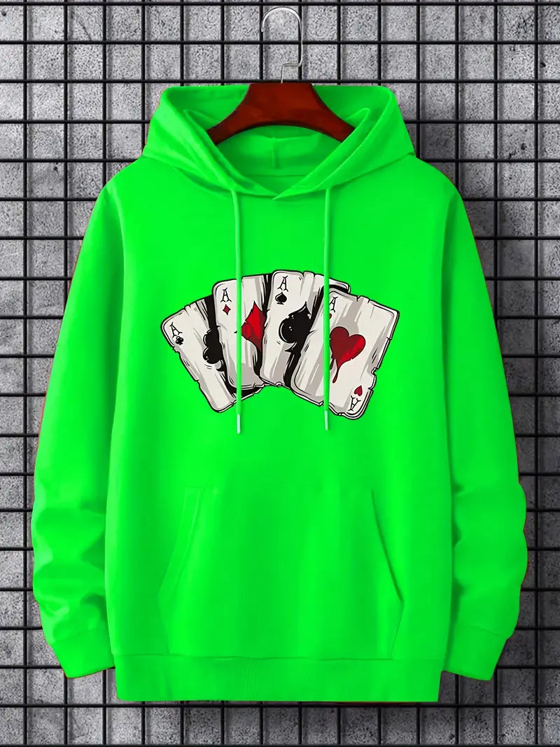 Casino - Trendy Hoodie met Kaartdesign voor Heren