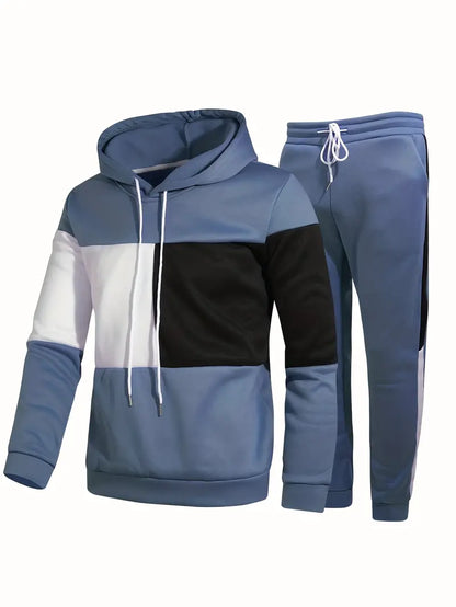 Gerlof - Trendy Hoodie Set met Blokpatroon voor Mannen