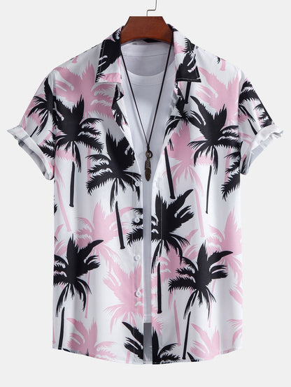 Palmia - Trendy Shirt met Palmprint en Knoopsluiting