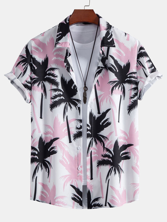 Palmia - Trendy Shirt met Palmprint en Knoopsluiting