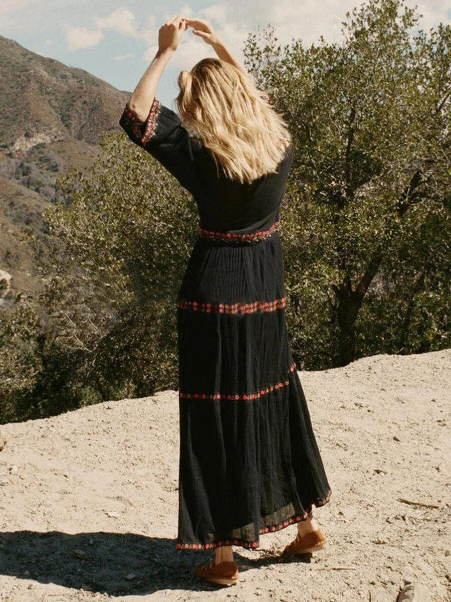 Annie - Boho Maxi Jurk met Kanten Details