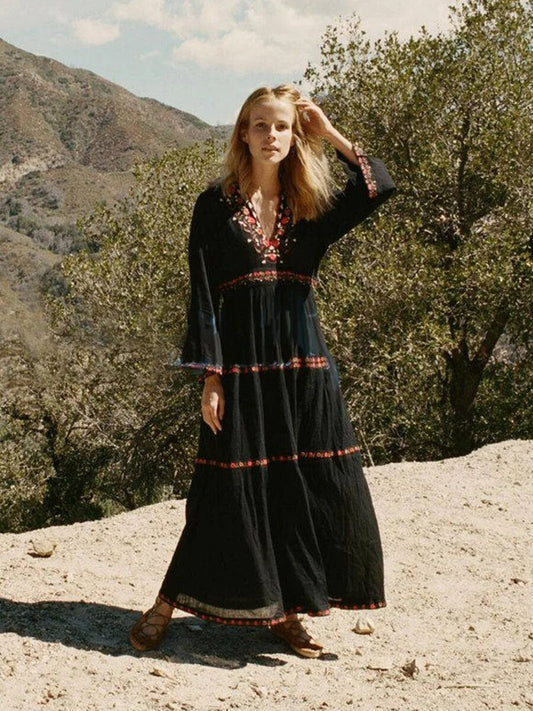 Annie - Boho Maxi Jurk met Kanten Details