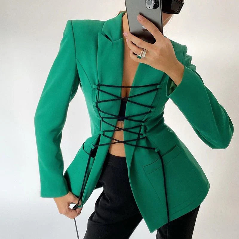 Giulia - Elegante Blazer met Riem en Zakjes voor Dames